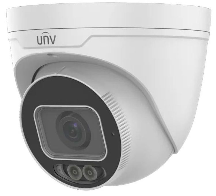 Uniview ColorHunter 4 Megapixel turret IP outdoor network turret IP camera delivers vivid 24/7 full-color video, WDR, PoE, and IP67/IK10 protection.