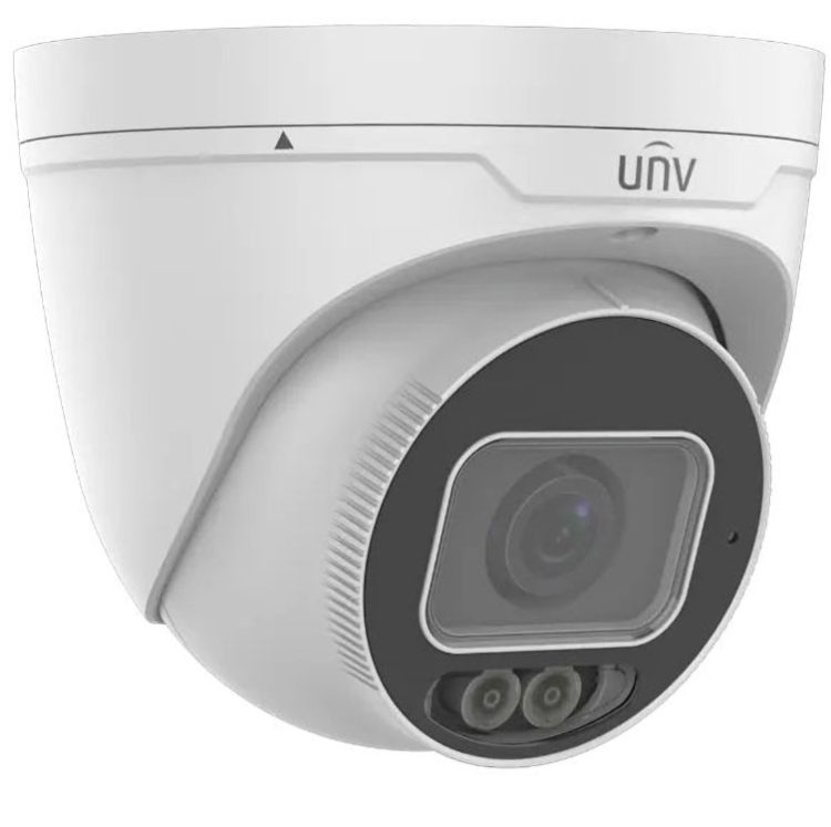 Uniview ColorHunter 4 Megapixel turret IP outdoor network turret IP camera delivers vivid 24/7 full-color video, WDR, PoE, and IP67/IK10 protection.