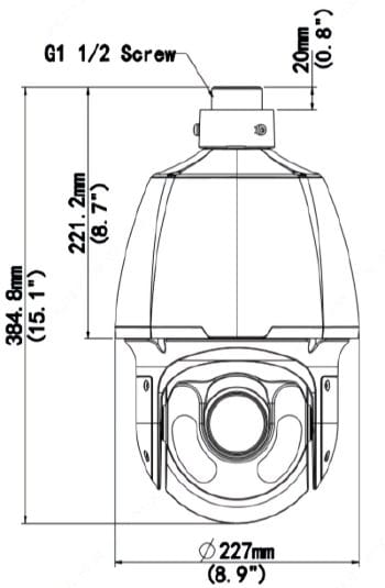 Upgrade your home security with the Uniview IPC6622SR-X33-VF 2MP PTZ dome camera. With 33x zoom, 1080p resolution, and advanced features, it's the perfect choice, Dimensions. Shop now at Collsam Distribution!