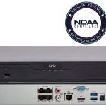 Uniview UNV NVR301-04X 4-channel 4K NVR with Ultra 265, NDAA compliance, ONVIF support, and efficient storage.