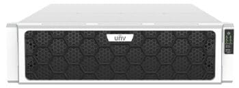 Uniview NVR816-128ER-IM-8G Ultra 265 H.265 and H.264 video formats 128-channel input up to 12MP resolution 16 SATA Hard Drive up to 16TB each ANR cloud upgrade N+1 Hot spare.
