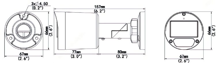 Uniview UAC-B122-AF40M 2MP ColorHunter HD Fixed Mini Bullet Camera with Supports TVI AHD CVI CVBS. Low-Cost Long-Distance Anti-Interference HD Dimensions.