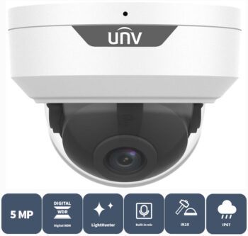 Uniview UAC-D125-AF40M, a high-performance 5MP LightHunter HD IR fixed dome analog camera. With advanced features like a 4.0 mm fixed focal lens, LightHunter Technology, and IP67 and IK10 ratings, it delivers superior low-light imaging and durability for both indoor and outdoor use. Shop now!