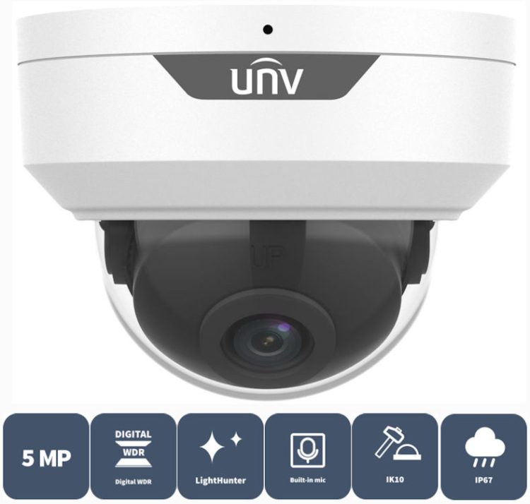 Uniview UAC-D125-AF40M, a high-performance 5MP LightHunter HD IR fixed dome analog camera. With advanced features like a 4.0 mm fixed focal lens, LightHunter Technology, and IP67 and IK10 ratings, it delivers superior low-light imaging and durability for both indoor and outdoor use. Shop now!