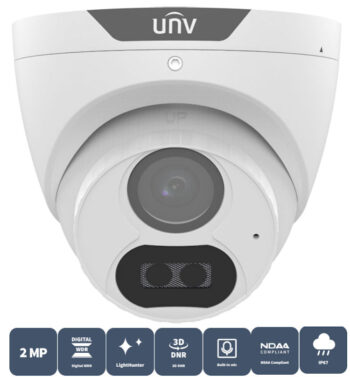 Uniview UAC-T122-AF28M, part of the specialized Whale Series. This 2MP outdoor camera delivers reliable 1080p HD video and features a built-in microphone, dual white-light spotlights, and advanced technology for clear visibility day and night. With multi-format output and an IP67 rating, it's compatible and durable for any environment. Invest in peace of mind with the Uniview UAC-T122-AF28M.