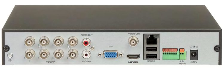Uniview XVR301-08Q3 8-CH NVR with 8MP recording, long transmission distance, 4K HDMI and VGA output, H.265and H.264, ONVIF and RTSP support Back
