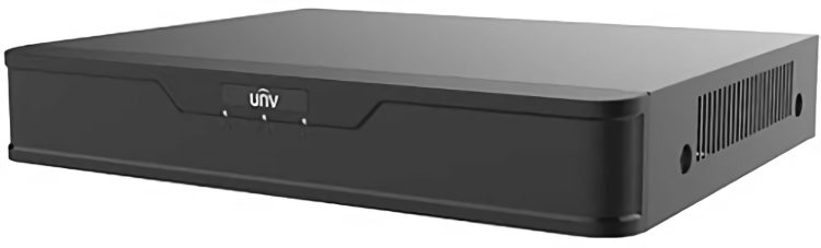 Uniview XVR301 16G3 is a 16-Channel 2MP XVR with 1 SATA interface up to 8 TB SATA HDD H.265 and H.264 video formats two-way audio long transmission distance and support for ONVIF and RTSP protocols Left View