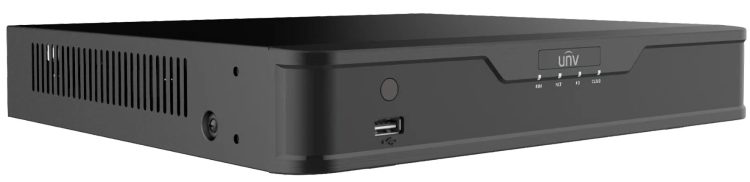 Uniview NVR301-08X-P8 8-channel 4K NVR with 8 PoE ports, 64 Mbps bandwidth, ONVIF support, and smart analytics.