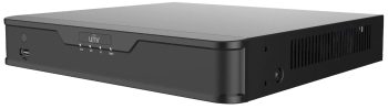 Uniview NVR301-08X-P8 8-channel 4K NVR with 8 PoE ports, 64 Mbps bandwidth, ONVIF support, and smart analytics.