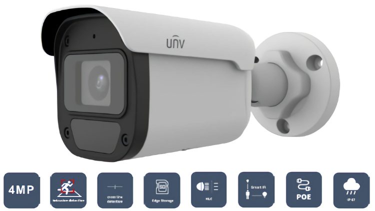 Uniview EC-B4F28M 4Megapixel Outdoor Network Bullet Camera IR LEDs 2.8 Mm Lens Poe IP67-Rated Metal Enclosure ONVIF Profiles G, S, T.