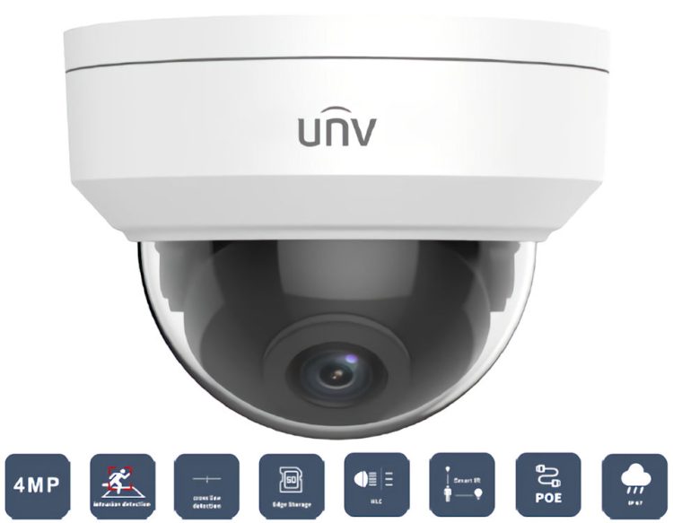 Uniview EC-D4F28M 4MP Ultra 265 Cameras with Smart IR, up to 30m IR Distance, 128GB MicroSD, PoE and 3-Axis. High-quality images and H.265, H.264, and MJPEG.