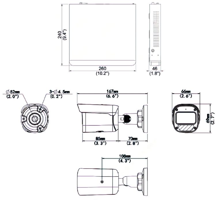 Uniview EK-S31P4B44T1 NVR System 1 TB 4MP Lite Bullet IP Cameras Complies with NDAA Section 889. Everything you need for home/business surveillance, except the monitor. 8MP resolution, H.264/H.265 Dimensions