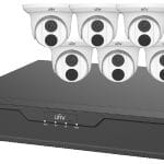 Uniview EK-X1P8T46T2 8 Channel NVR Ultra 265 H.265 H.264 MJPEG IK10 vandal resistant IP67 Ingress Protection. Get it with 2 TB HDD 6 x 4MP Turret IP Cameras.