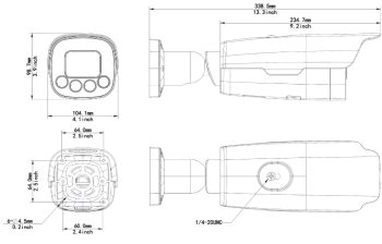 Uniview HC121 TCR 08S Z LPR Sensor With10x Zoom Lens 1080P at 60fps Image And Video Streams H 265 Dimensions