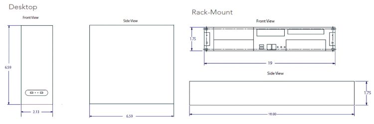 VPK-SANV8 Rack Mount Preloaded Viconnet NVR with SAN iSCSI or NIC Connectors View Record and Configure Viconnet IP Devices and Recorders Dimensions