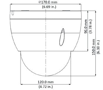 Dahua Technology 4A425DBNR 4MP Enhanced Starlight Network PTZ Camera (25x) Dimensions