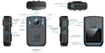 EXACQVISION - IWX2-064-4G-W2 - Illustra Body Worn Camera, USB-C, Wi-Fi, Bluetooth, GPS, 3G/4G, IP67, 64GB Memory, ROW.