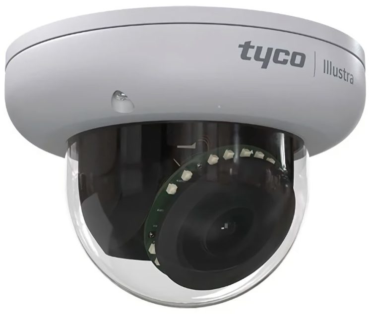 ExacqVision IPS02-D17-OI04 2MP IR mini-dome camera with 60 FPS, a varifocal lens, IP67, and IK10.