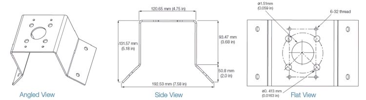 EXACQVISION ADCDMCRNRO Corner Mount Adapter Dimensions