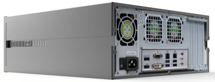 Left-side view of the ExacqVision 0804-02T-DTAL-E hybrid desktop recorder