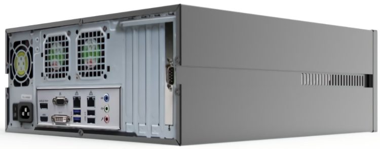 Right-side view of the ExacqVision 0804-02T-DTAL-E hybrid desktop recorder