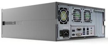 ExacqVision 0804-02T-DTAL, a powerful hybrid desktop recorder with 2 TB storage, 4 IP camera licenses, and 8 analog cameras. Includes pre-installed software, 3-year upgrades, and a hardware warranty. Trust Collsam Distribution for all your TYCO ExacqVision requirements Right View.