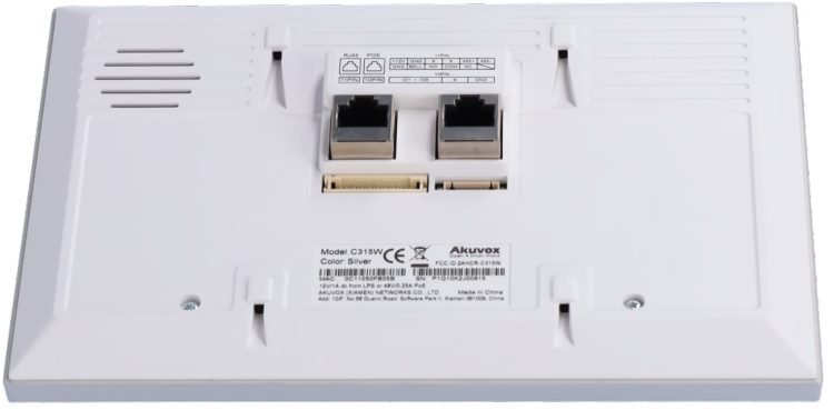 Akuvox C315W, a 7-inch Android touch communicator with audio and video capabilities via SIP 2.0 protocol. Compact and space-saving, it features a brilliant capacitive touch screen display and ONVIF compliance for recordingVacl View. Shop now at Collsam Security."