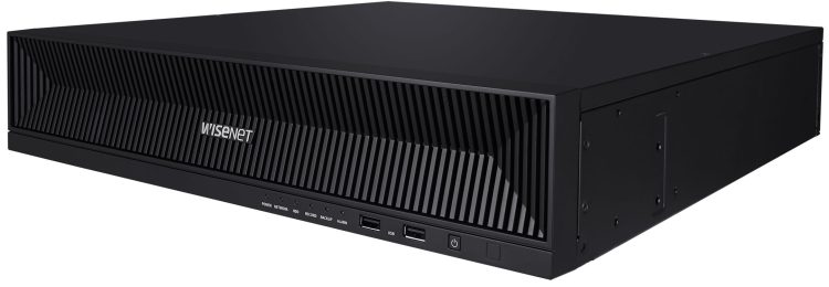Efficient 4K NVR with 16 Built In PoE+ Ports and AI Search Hanwha Vision WiseNet XRN 1620SB1 Side View
