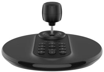 Effortlessly control your compatible PTZ cameras with Hanwha Vision SPC-2001 3D Joystick Controller. Connects via USB and features 12 buttons and a 3-axis joystick Front View. Available at Collsam Distribution.