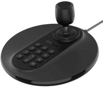 Effortlessly control your compatible PTZ cameras with Hanwha Vision SPC-2001 3D Joystick Controller. Connects via USB and features 12 buttons and a 3-axis joystick Side View. Available at Collsam Distribution.