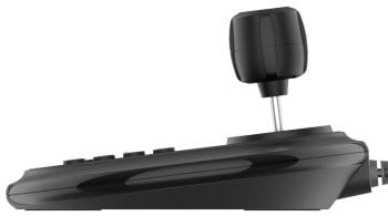 Effortlessly control your compatible PTZ cameras with Hanwha Vision SPC-2001 3D Joystick Controller. Connects via USB and features 12 buttons and a 3-axis joystick Side View. Available at Collsam Distribution.