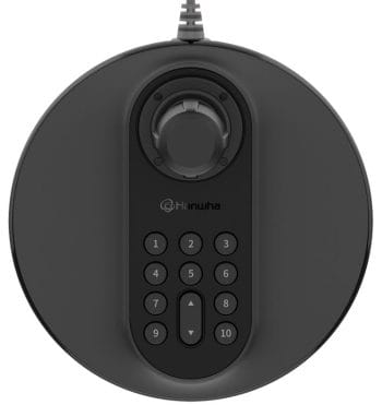 Effortlessly control your compatible PTZ cameras with Hanwha Vision SPC-2001 3D Joystick Controller. Connects via USB and features 12 buttons and a 3-axis joystick Top View. Available at Collsam Distribution.