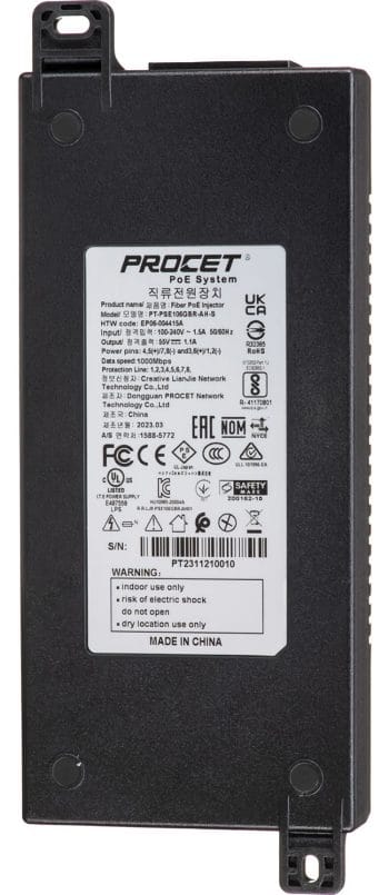 Upgrade your security system with Hanwha Techwin’s SPO-6011 60W PoE Injector. Compatible with various Ethernet standards, it powers multiple cameras and devices Bottom View. Shop now at Collsam Distribution.