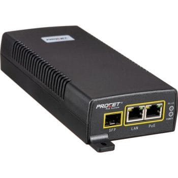 Upgrade your security system with Hanwha Techwin’s SPO-6011 60W PoE Injector. Compatible with various Ethernet standards, it powers multiple cameras and devices Front-Side View. Shop now at Collsam Distribution.