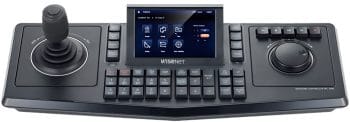 Hanwha Vision SPC-7000 control keyboard. Featuring a 5" touch display and responsive PTZ joystick, it's user-friendly and versatile Joystick position on left side. Get all your PTZ accessories from Collsam Distribution.