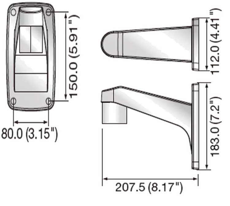 Hanwha Vision SBP-300WM1 wall mount dimensions