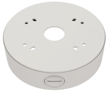 Enhance your surveillance system with Hanwha SBF-100B1 back box. Designed for Fisheye and Flateye cameras, in ivory. Compatible with SNF, PNF, XNF, and QNE Series Back View.