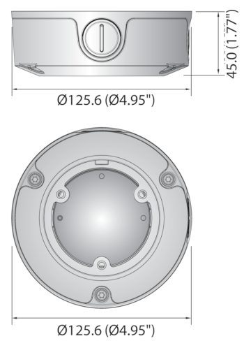 Enhance your surveillance system with Hanwha SBF-100B1 back box. Designed for Fisheye and Flateye cameras, in ivory. Compatible with SNF, PNF, XNF, and QNE Series Dimensions.