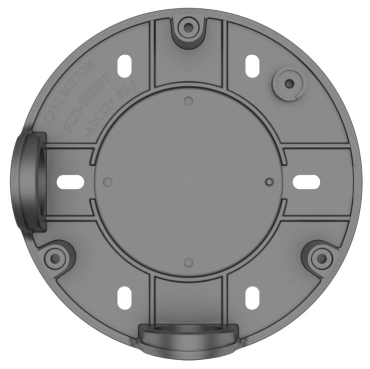 Securely install your Hanwha XNO-L6080R IR bullet camera with Hanwha's SBO-126B mounting back box. Durable gray aluminum construction for indoor and outdoor use Back View.