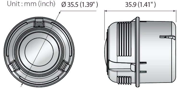 Hanwha SLA-5MxxxxD 3.7 mm, 4.6 mm, or 7.0 mm 5MP Lenses. Perfect for the PNM-9000VD camera, these lenses deliver top-notch image quality and adaptability for all your surveillance needs dimensions.