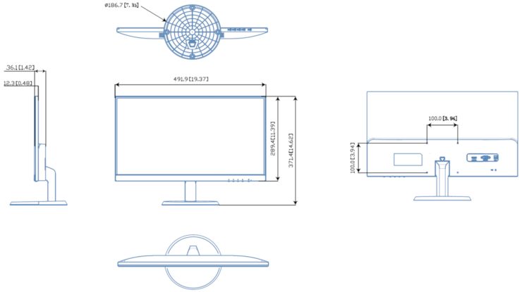 SMT-2212, a 22" Full-HD LED monitor designed for 24/7 use. Enjoy a frameless design and impressive specs, including 178° viewing angle and 30,000-hour panel life. Comes with a sturdy stand for easy setup Dimensions.