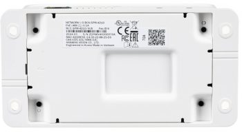 Enhance your Wisenet PTZ PLUS camera with the Hanwha SPM-4210 Network I/O Box. Add 4 I/O ports, 2 audio ports, and 802.3af PoE power. Compatible with various models for seamless integration Back View.