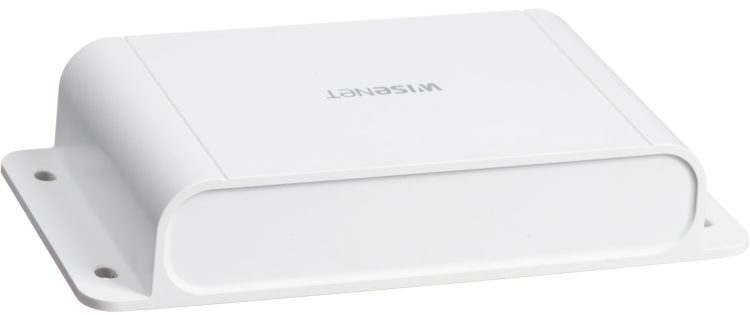 Enhance your Wisenet PTZ PLUS camera with the Hanwha SPM-4210 Network I/O Box. Add 4 I/O ports, 2 audio ports, and 802.3af PoE power. Compatible with various models for seamless integration Front View.