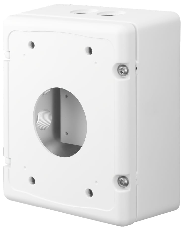 Upgrade your security system with the Hanwha Techwin SBP-300NBW installation Junction box. Durable, sleek, and IP66 rated for outdoor use. Compatible with various models Side View. Shop now at Collsam Security.