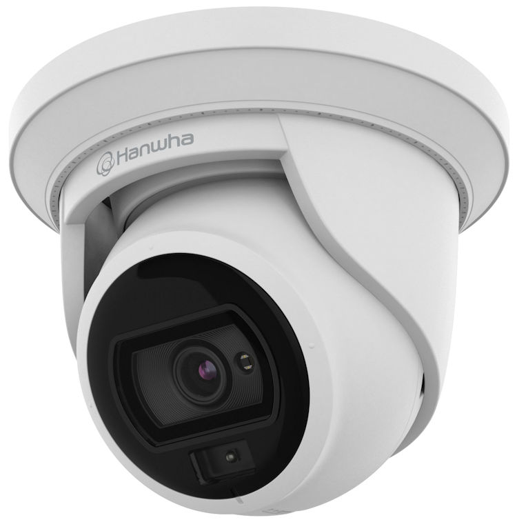 Hanwha Vision ANE-L7012L 4MP turret camera with full-color night vision, PoE, IP66/IK10, edge analytics, and wide-angle coverage.