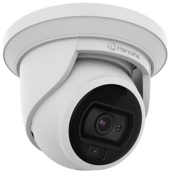 Hanwha Vision ANE-L7012L 4MP turret camera with full-color night vision, PoE, IP66/IK10, edge analytics, and wide-angle coverage.