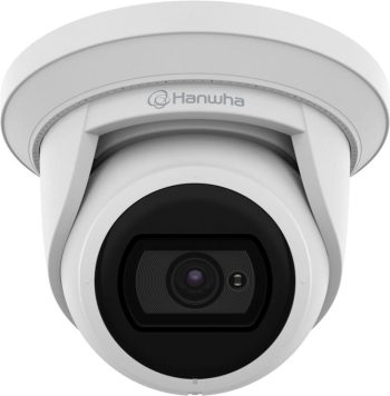 Hanwha Vision Wisenet ANE-L7012R 4MP outdoor IP camera with IR night vision, WDR, analytics, PoE, and NDAA compliance.