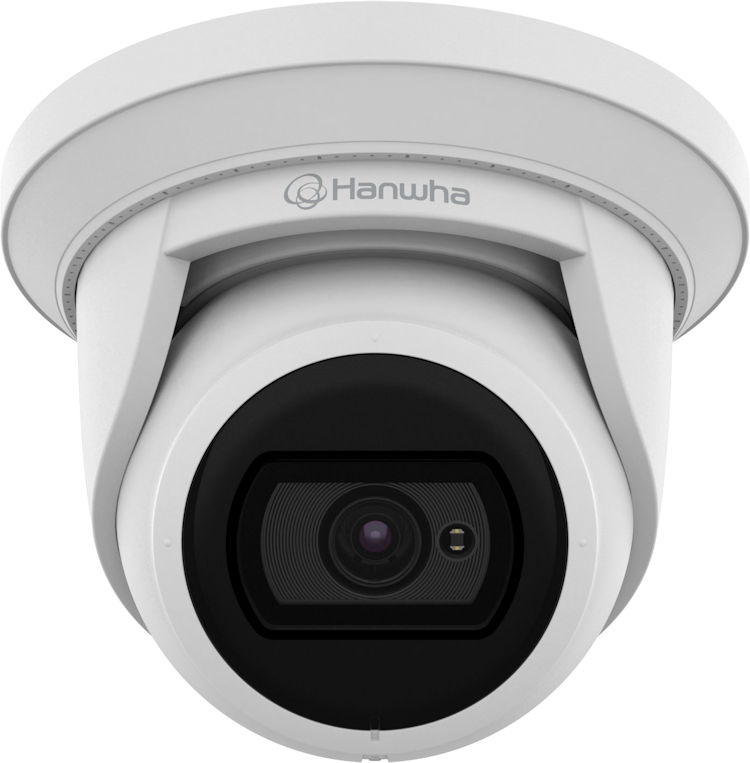Hanwha Vision Wisenet ANE-L7012R 4MP outdoor IP camera with IR night vision, WDR, analytics, PoE, and NDAA compliance.