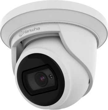 Hanwha Vision Wisenet ANE-L7012R 4MP outdoor IP camera with IR night vision, WDR, analytics, PoE, and NDAA compliance.