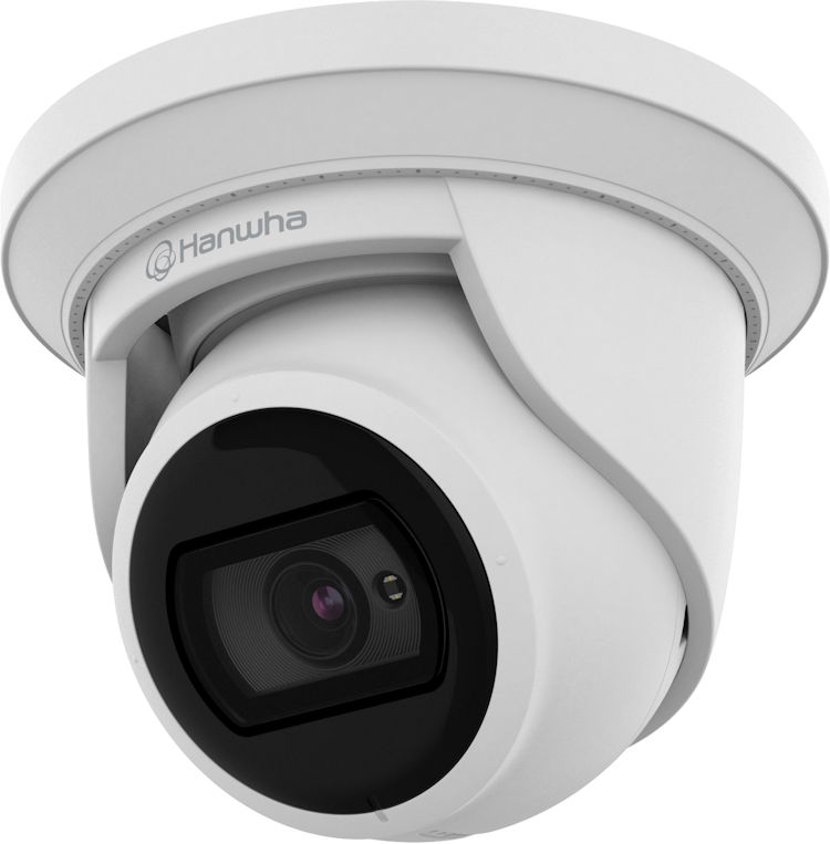 Hanwha Vision Wisenet ANE-L7012R 4MP outdoor IP camera with IR night vision, WDR, analytics, PoE, and NDAA compliance.